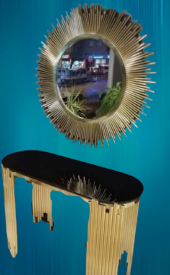 Dresuar 17411 NİCE GÜNEŞ Model Metal çelik Gold Renk Kaplama Güneş Ayna El Yapım - 7