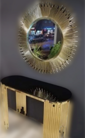 Dresuar 17411 NİCE GÜNEŞ Model Metal çelik Gold Renk Kaplama Güneş Ayna El Yapım - 3