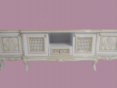 Tv Sehpa ST 17346 Klasik Hasır Model Kayın Aslan Ayak Oyma Nakış Beyaz El yapım thumbnail 5