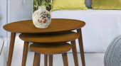 Zigon OSM 11823 Klasik ELİPS Kayın RETRO ayak ceviz MDF kaplamalı tabla El Yapım - 4