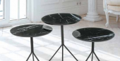 Zigon OSM 11791 Yuvarlak Model sehpa Metal V Ayak Siyah Mermer Renk Tabla El Yapı - 5
