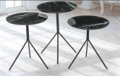 Zigon OSM 11791 Yuvarlak Model sehpa Metal V Ayak Siyah Mermer Renk Tabla El Yapı - 6