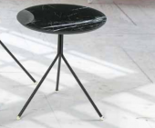 Zigon OSM 11791 Yuvarlak Model sehpa Metal V Ayak Siyah Mermer Renk Tabla El Yapı - 7