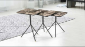 Zigon OSM 11793 Kare sehpa Metal V Ayak Kahverengi Mermer Renk Tabla El Yapım - 2