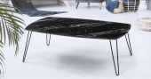 Orta OSM 11778 OVAL Sehpa Metal Model Transmisyon V ayak Siyah Mermer El yapım - 2