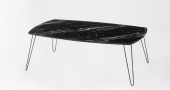 Orta OSM 11778 OVAL Sehpa Metal Model Transmisyon V ayak Siyah Mermer El yapım - 3