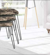 Zigon OSM 11775 Oval sehpa Parlak Ahşap Mermer Desen Kahve Mdf tabla Metal V ayak - 4