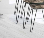 Zigon OSM 11775 Oval sehpa Parlak Ahşap Mermer Desen Kahve Mdf tabla Metal V ayak - 5