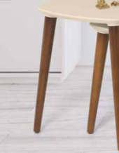 Zigon 11776 OSM Oval Model Sehpa Parlak Ceviz Krem renk Kayın Retro ayak El Ya thumbnail 3