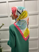 Eflatun Scarf Pamuklu (Cotton) Minimal Çiçek Desenli Eşarp 00747  PEMBE thumbnail 2