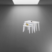 Zigon OSM 11769 Piramit Model sehpa Parlak Beyaz Kayın RETRO ayak El Yapım - 1