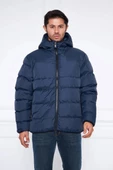 Erkek Kapüşonlu Regular Fit Şişme Mont Lacivert - 1