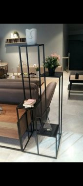 Çiçeklik Zlf 17147 Dekoratif Kule Metal Transmisyon Siyah Statik Boya El Yapım - 1