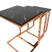 Zigon ZLF 17145 C Model sehpa Metal ROSE Kaplama MDF siyah mermer tabla El Yapım - 1