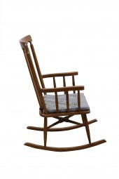 Sandalye 14611 Sallanır Bambu Kayın Ayak CEVİZ Lake Örgü kumaş minder El Yapım - 5