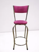 Sandalye 14572 BAR Yüksek Model Pembe FUŞYA 4 ad Metal nikelaj Suni deri döşeme thumbnail 2