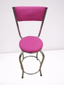 Sandalye 14572 BAR Yüksek Model Pembe FUŞYA 4 ad Metal nikelaj Suni deri döşeme thumbnail 3