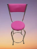 Sandalye 14572 BAR Yüksek Model Pembe FUŞYA 4 ad Metal nikelaj Suni deri döşeme thumbnail 1