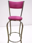 Sandalye 14572 BAR Yüksek Model Pembe FUŞYA 4 ad Metal nikelaj Suni deri döşeme thumbnail 8