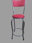 Sandalye ST 4565 BAR Yüksek Pembe FUŞYA 1ad Metal Çelik nikelaj Suni deri döşeme - 4