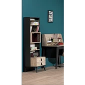 Kitaplık Urlu 14531 RODİ SOHO Model 2 Çekmece Dört Raflı Yüksek Ayak ANTRASİT ERİK Renk - 2