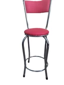 Sandalye ST 4565 BAR Yüksek Pembe FUŞYA 1ad Metal Çelik nikelaj Suni deri döşeme - 1