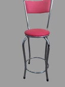 Sandalye ST 4565 BAR Yüksek Pembe FUŞYA 1ad Metal Çelik nikelaj Suni deri döşeme - 5