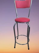 Sandalye ST 4565 BAR Yüksek Pembe FUŞYA 1ad Metal Çelik nikelaj Suni deri döşeme - 3