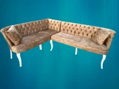 Köşe Takım 14555 Chester Model Ahşap Kayın Ayak ASLAN Babyfac Kahverengi El Yapım - 1