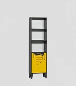 Kitaplık Urlu 14502 MİX SARI İnovasyon Model Dolap İki Raf GRİ-SARI Kombin El Yapım - 7