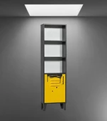 Kitaplık Urlu 14502 MİX SARI İnovasyon Model Dolap İki Raf GRİ-SARI Kombin El Yapım - 1