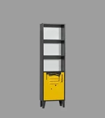 Kitaplık Urlu 14502 MİX SARI İnovasyon Model Dolap İki Raf GRİ-SARI Kombin El Yapım - 4