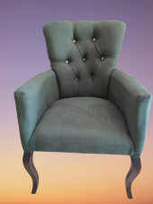 Berjer 14241 ASLAN Ayak Parlak beyaz babyfac Yeşil Kumaş Kapiton Ort otrm El yapı - 4