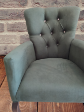 Berjer 14241 ASLAN Ayak Parlak beyaz babyfac Yeşil Kumaş Kapiton Ort otrm El yapı - 8