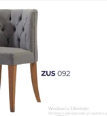 Sandalye 14211 Zus092 Kapitone Kavrar Sırt Berjer Model Kayın Ayak Gri Döşem Kumş - 3