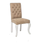 Sandalye 14208 ST Zus074 Kapiton Kayın ASLAN Ayak Tarçın Kumaş Beyaz El Yapım thumbnail 1