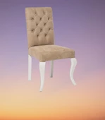 Sandalye 14208 ST Zus074 Kapiton Kayın ASLAN Ayak Tarçın Kumaş Beyaz El Yapım thumbnail 5