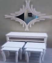 Dresuar Zigon 14184 Takım Kayın RETRO ayak CNC ayna Parlak Beyaz Lake El Yapım - 4