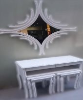 Dresuar Zigon 14184 Takım Kayın RETRO ayak CNC ayna Parlak Beyaz Lake El Yapım - 7