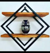 Kitaplık 14121 Monte ZLF İkili Ahşap Raf Metal Transmisyon Siyah Ayak El Yapım - 1