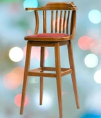 Sandalye ST 14155 Zus269 YÜKSEK BAR DÖNER Klasik Model Kayın Ceviz El Yapım thumbnail 3