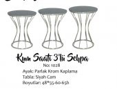 Brc Zigon sehpa 14064 Kum saat model Siyah TEMPER cam Metal Krom Renk Kaplama El Yapım - 1