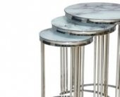 Brc C 14060 ZİGON Model Beyaz Mermer TEMPER cam Metal KROM Renk Kaplama El Yapım thumbnail 3