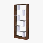 Kitaplık 14037 LABİRENT Torna Model 1kalite Suntalem Raf Beyaz Ceviz El Yapım - 1