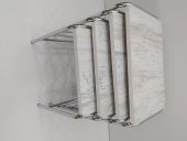 Zigon Sehpa 14005 Demet Metal Model Nikelaj Ayak Ahşap Mermr Dalga Desen El Yapım - 1