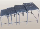 Zigon Sehpa 14006 Demet Model Metal Nikelaj Ayak Siyah Mermer Desen Tabla El Yapı - 1
