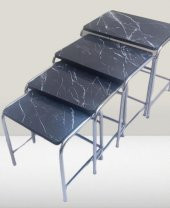 Zigon Sehpa 14006 Demet Model Metal Nikelaj Ayak Siyah Mermer Desen Tabla El Yapı - 2