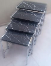 Zigon Sehpa 14006 Demet Model Metal Nikelaj Ayak Siyah Mermer Desen Tabla El Yapı - 3