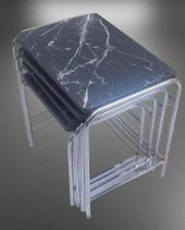 Zigon Sehpa 14006 Demet Model Metal Nikelaj Ayak Siyah Mermer Desen Tabla El Yapı - 6