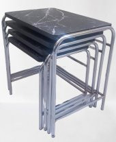 Zigon Sehpa 14006 Demet Model Metal Nikelaj Ayak Siyah Mermer Desen Tabla El Yapı - 8